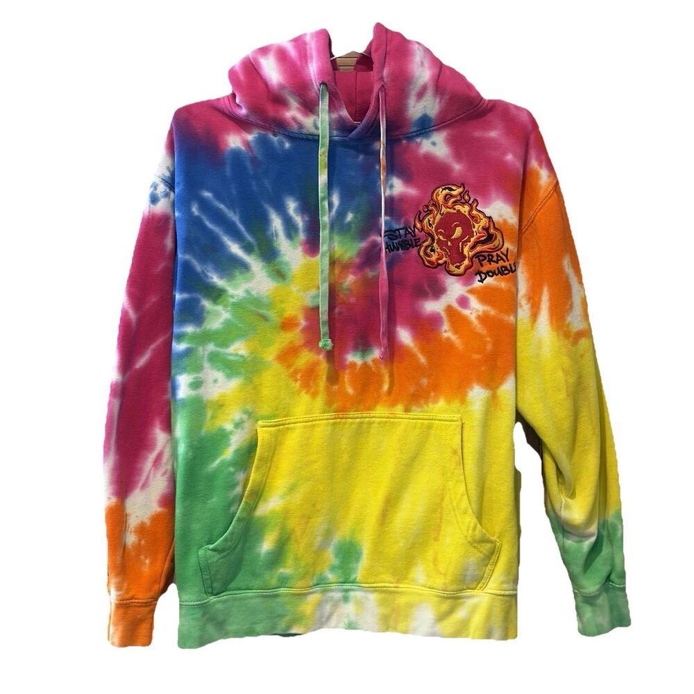 Zuni Sportswear Multicolor Tie-Dye Fleece Pullover Hoodie M Y2K Skater